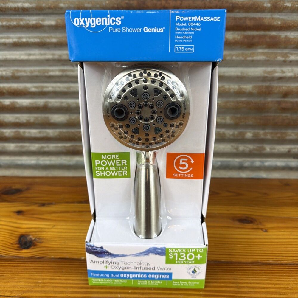 Oxygenics Power Massage Handheld Shower 5-Spray Brushed Nickel Model 88446